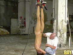 wrapped up twinkie gets his young guy parts smacked hard