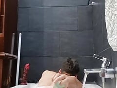 Gay Bottom Toying His Ass While In Bathtub