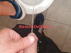 Master Ramon pisses in his hot black fitness shorts, hot, part 2