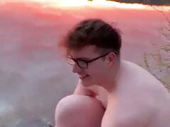 Cute Twink Gay teenager goes naked in the water