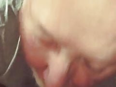 Moustach grandpa sucking black dick