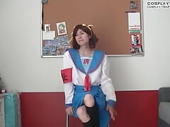 Crossdress cosplay Haruhi pleasure chair