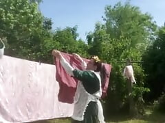 In planter clothes to hang laundry