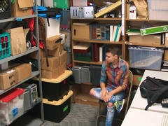 Twink shoplifter boy barebacked by security guard for stealing