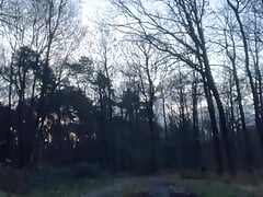 Dressed with a fuchsia skirt in a forest
