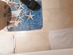 Shower male big  white uncut cock