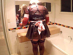 Sissy maid cleans professor's upscale home as a submissive sex toy