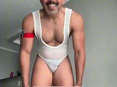 Stunning Attempt on Drag - undergarments bevy - White and semitransparent singlet