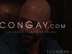 I can tell that bald hottie Adam Russo is in pain while I hammer his ass