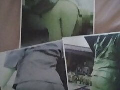 Hijabi and business lady visible ass cum tribute