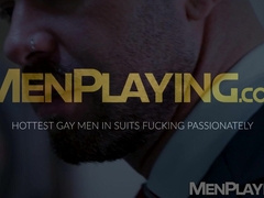 Suited mafioso Bruno Max barebacks Jonathan Mirandas tight asshole