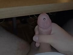 Stroking my pierced cock and moaning