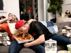 Superbowl fucking session with two sports studs