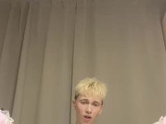 Uber-Cute lad puts on a v-card belt and wrecks his booty with a monster fake penis
