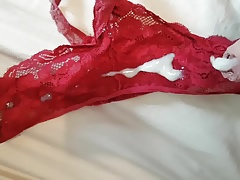 Wanking on wifes thong !!