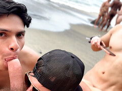 Erotic outdoor fun by the beach for gay twinks with perfect forms
