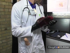 Fetish Clinic Sees Dr Bennett Man-handling His Patients Huge Cock.both In Hot Rubber