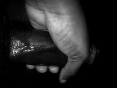 Well-lubed Nasty Fellow Fapping Ginormous Black Knob While Groaning