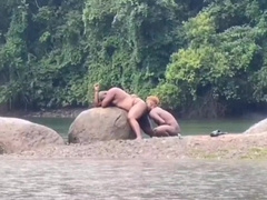Shagging in the sea in the rain with a super-steamy hunk and another hotty