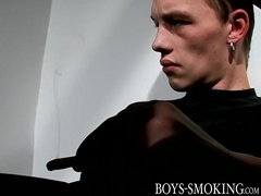 Chain Smoking Faggot Jony Intensively Strokes Solo