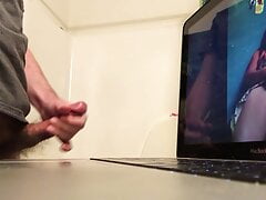 Jerking to porn in the bathroom till I cum