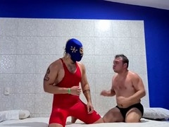 Hairy mexican bear shows off his muscular dominance in a sweaty wrestling match