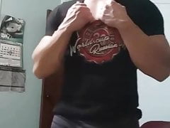 Muscular guy from Poland jumps on the Dildo