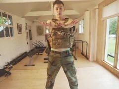 Red-Hot Young Army Twunk Exercises And Taunts Donk & Boypussy