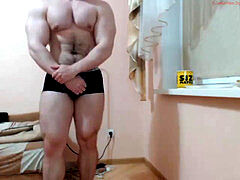 Bodybuilder, gay stocky man, puffy nipples