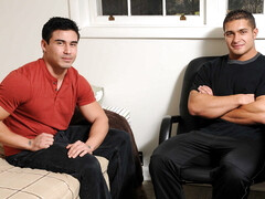 Dashing men tease one another before sharing anal gay sex