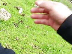 I masturbate until I come in a field on the outskirts of the city and they almost discover me