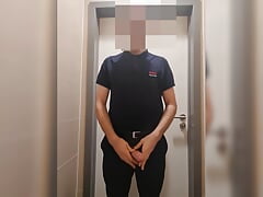 Security Guard masturbate in work toilet