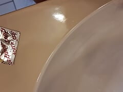 Peeing into a condom - try to let it burst