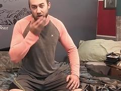 Hairy hunk uses toys on his dick and jerks off