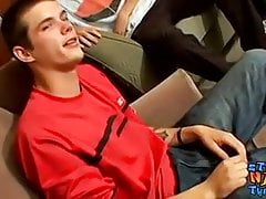 Group of guys has fun as they stroke their dicks together