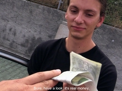 Cute twink handles cock with great lust for the right sum