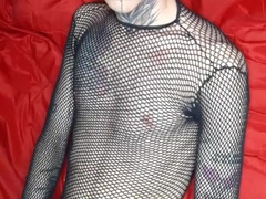 Tatted guy appetizing jizm vertical version