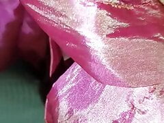 Handjob with pink shaded satin silky suit salwar of neighbour bhabhi (42)