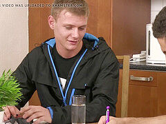 She leaves and he deep-throats and rides his queer dick