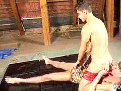 homosexual dude wrestle First and Then Fuck Each Other