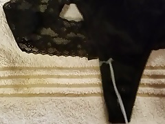 Cumshot on buddy's girlfriends dirty V.S. thong