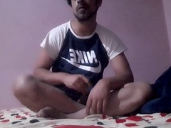 Greased twink and bear stroke themselves intensely