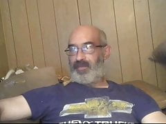 Very handsome silver bearded masturbing
