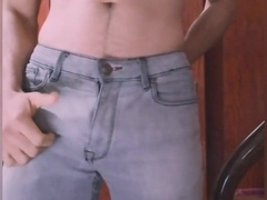 Swelling un cock-squeezing denim - Lots of precum and spanking nut until spunk! - OF: @liamdenoche