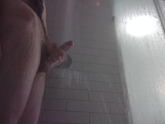 Unshaved hunk nutting a thick huge geyser in the douche