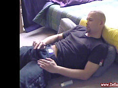beefy straight teddy pleasures himself in bedroom