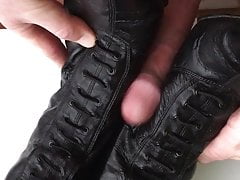 Man wife  leg fuck  Boots legjob milf Slave cum on Feed POV
