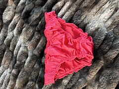 Red satin panties step daughter
