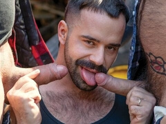 Bear bang with truckers Markus Kage and Ryan Bones