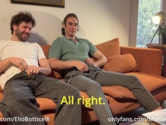 Hetero homie masturbates off with bi-curious buddie